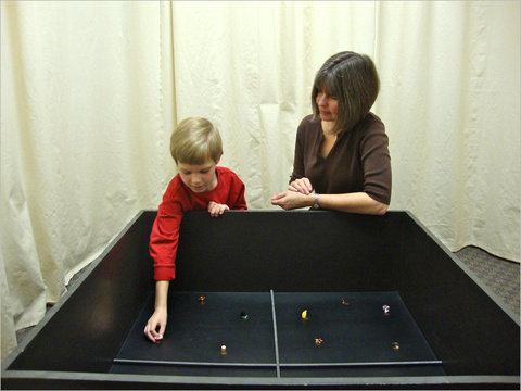 Jodie Plumert watching child demonstrate spatial clustering skills